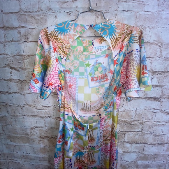 ASOS Design Juicy Print Dress With Cut Out Back Size 4 - Picture 5 of 8